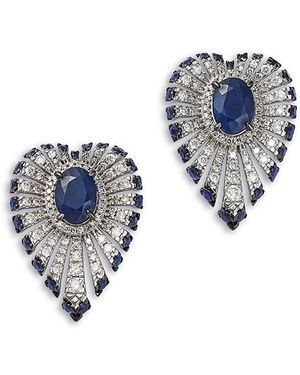Bloomingdale's Fine Collection Sapphire & Diamond Heart Earrings - Blue