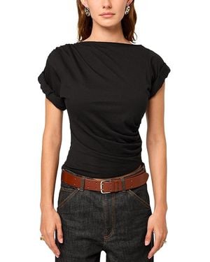 The Line By K Francine Pleated Short Sleeve Tee - Black
