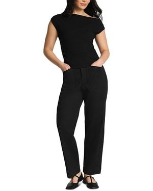 Spanx Ribbed Knit Off The Shoulder Ruched Top - Black