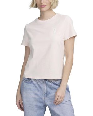 Elle Collection Tee With Logo Applique - White
