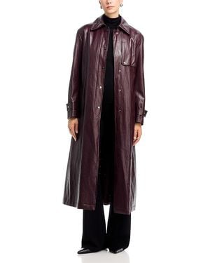 Herno Belted Faux Leather Raincoat - Red
