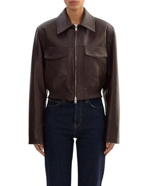 Lamarque Perry Leather Bomber Jacket - Black