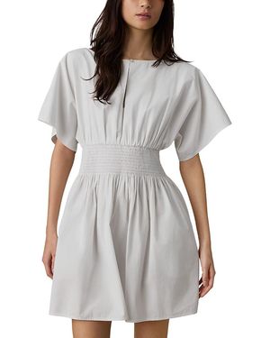 Faherty Coastal Poplin Elia Mini Smocked Dress - Gray