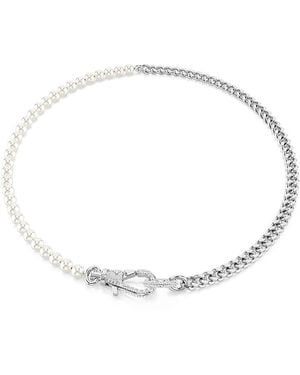 Swarovski Dextera Crystal Pave & Imitation Pearl Collar Necklace - Natural