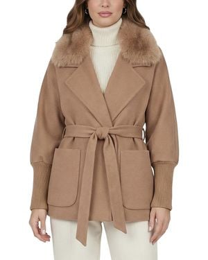 Gorski Fabric Jacket With Detachable Shearling Lamb Collar - Natural