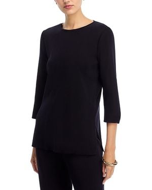 Misook Jewel Neck 3/4 Sleeve Top - Black