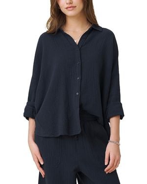 Splendid Ava Gauze Button Down Shirt - Blue