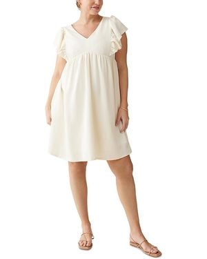Ingrid & Isabel Maternity Flutter Sleeve Dress - Natural