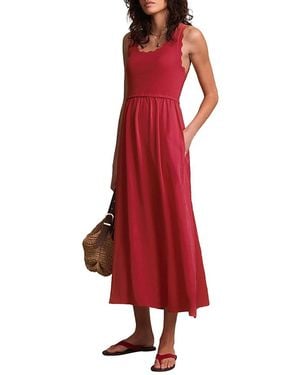 Mint Velvet Scallop Short Sleeve Trim Midi Dress - Red