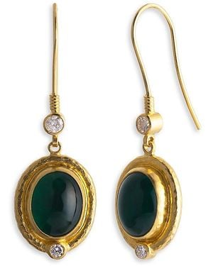 Gurhan 18K & 24K Muse Emerald & Diamond Oval Drop Earrings - Blue