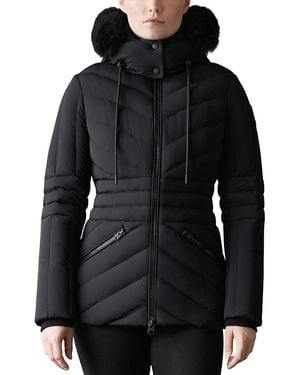Mackage Hooded Down Jacket With Shearling Trim - Black