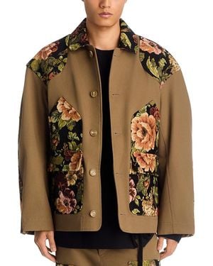 Simone Rocha Cotton Relaxed Embroidered Rose Jacket - Brown