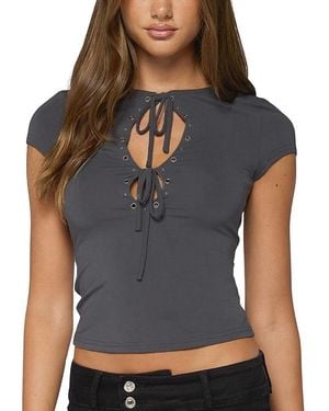 Edikted Aaron Stud & Grommet Cutout Top - Gray