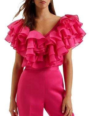 Ted Baker Calonda Oversized Ruffle Top - Red