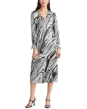 Misook Marble Print Silk Maxi Dress - Black