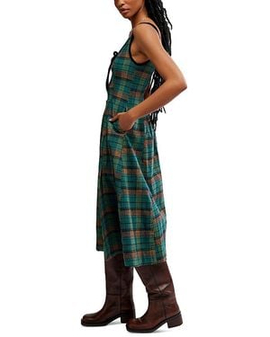 Free People Freya Plaid Midi Dress - Green