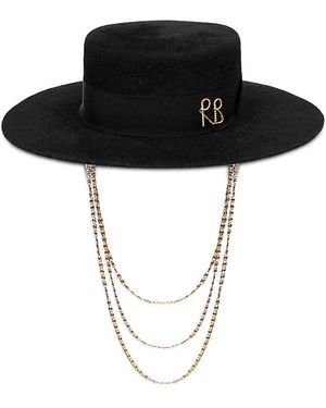 Ruslan Baginskiy Monogram Embellished Canotier Hat - Black
