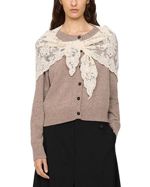 Sea Kirra Lace Shawl Trim Cardigan - Natural