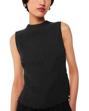 Whistles Plisse Sleeveless Top - Black