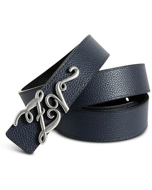 Zadig & Voltaire Zv Monogram Reversible Leather Belt - Blue