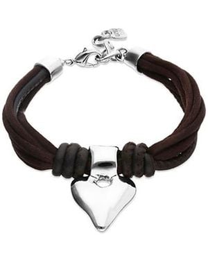 Uno De 50 Silk-Effect Thread Blend Bracelet With Leather And Heart Detail - Metallic