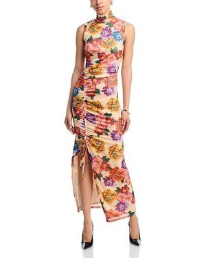 Aqua Mesh Floral Maxi Dress - White