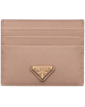 Prada Saffiano Leather Card Holder - Natural