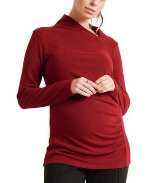 Nom Maternity Claire Asymmetric Neck Sweater - Red
