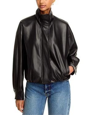 French Connection Dessa Faux Leather Funnel Collar Jacket - Black