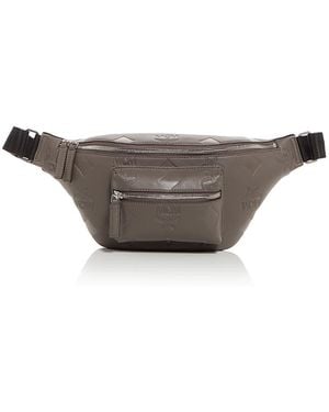 MCM Fursten Medium Maxi Monogram Embossed Leather Belt Bag - Gray
