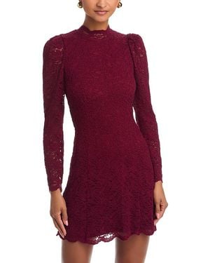 Aqua Lace Mock Neck Dress - Red