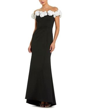Mac Duggal Stretch Crepe Mermaid Gown With 3D Flowers - Black