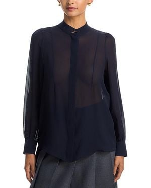McQueen Wishbone Silk Georgette Shirt - Blue