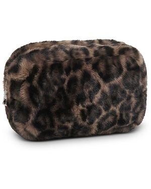 Apparis Noor Leopard Faux Fur Pouch - Black