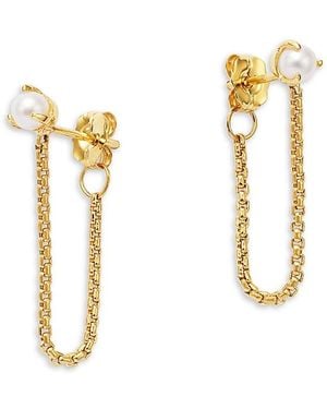 Zoe Chicco 14K Natural Pearl Chain Stud Earrings - Metallic