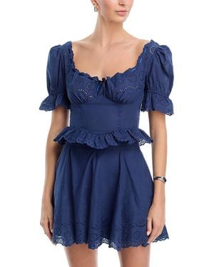 Aqua X Wuthering Heights Peplum Waist Cropped Top - Blue