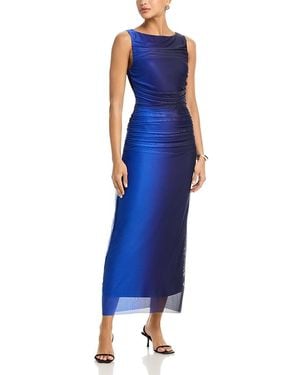 Aqua Ombre Mesh Bodycon Maxi Dress - Blue