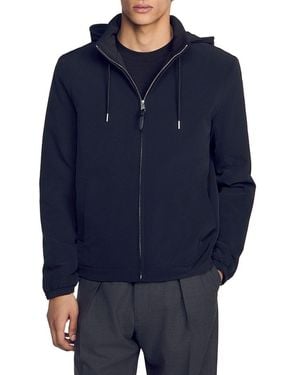 Sandro Orion Hooded Zip Up Jacket - Blue