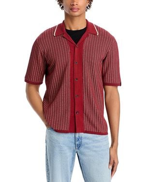 Rag & Bone Harris Retro Stripe Camp Shirt - Red