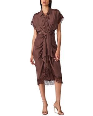 Steve Madden Tori Belted Lace Trim Dress - Red