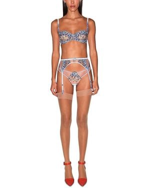 Fleur du Mal Hydrangea Embroidered Garter Belt