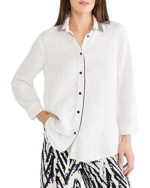 NIC+ZOE Stripe Trim Shirt - White