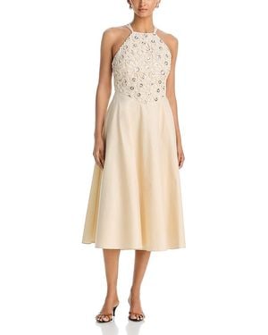 Aqua Mirror Crochet Midi Dress - Natural