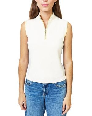 Central Park West Birdie Sleeveless 3/4 Zip Sweater - White