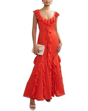 Phase Eight Lianah Ruffled Midi Dress - Red