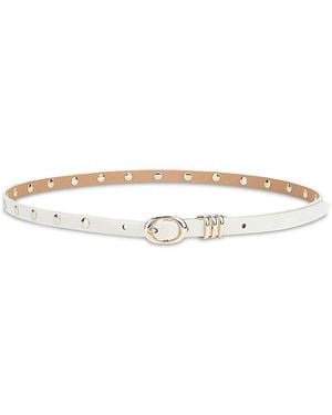 Ettika Classic Studded Skinny Leather Belt - White