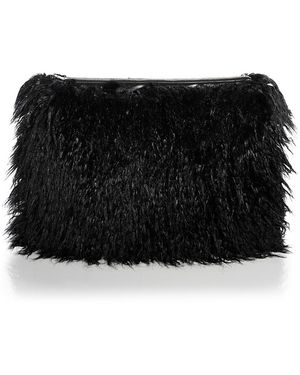 L'Agence Adelina Faux Fur Clutch - Black