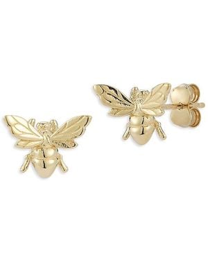 Moon & Meadow 14K Bee Stud Earrings - White