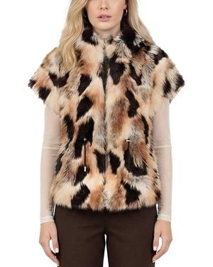 Lyla Grant Faux Fur Fox Reversible Hooded Vest - Brown