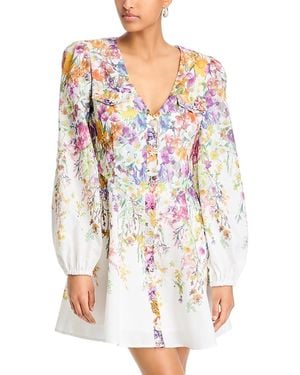 slim fit dress slacks Women's The Beauty Within Off The Shoulder Floral Mini Dress in Aqua Blue main image 0